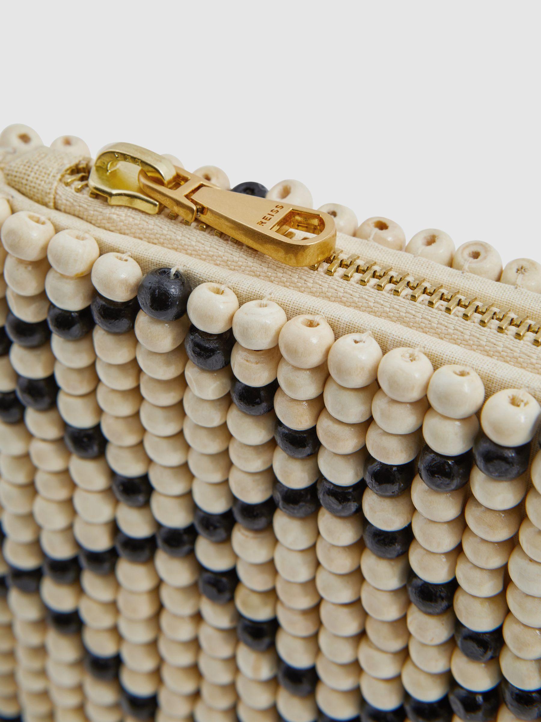 Wood-Beaded Clutch Bag in Natural/Black Product Image