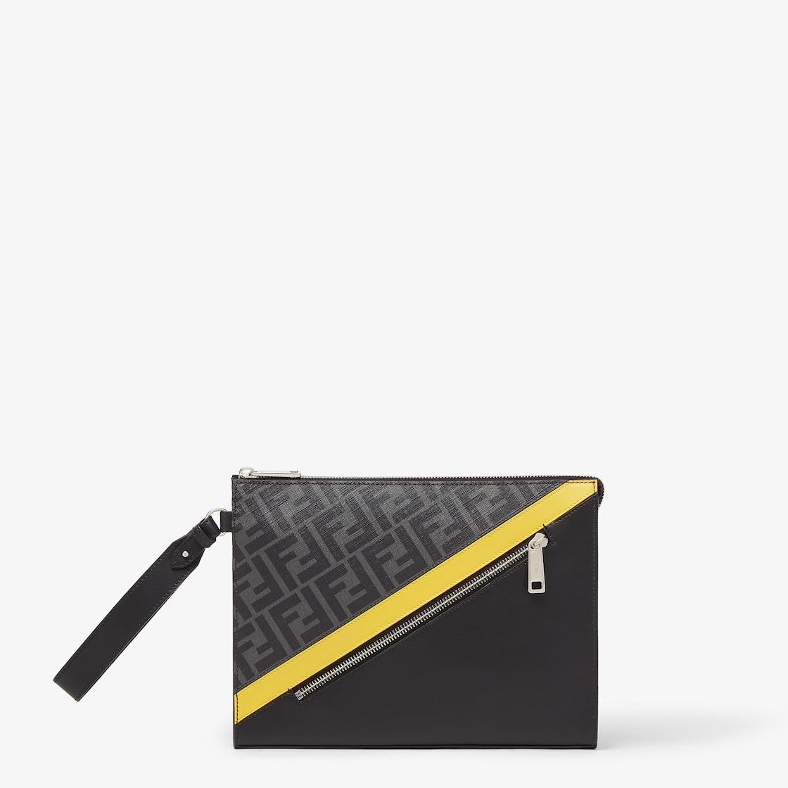 Fendi Diagonal ClutchGray fabric pouch Product Image