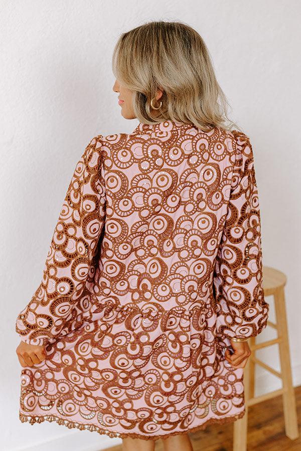 Fifth Avenue Embroidered Mini Dress in Blush Product Image