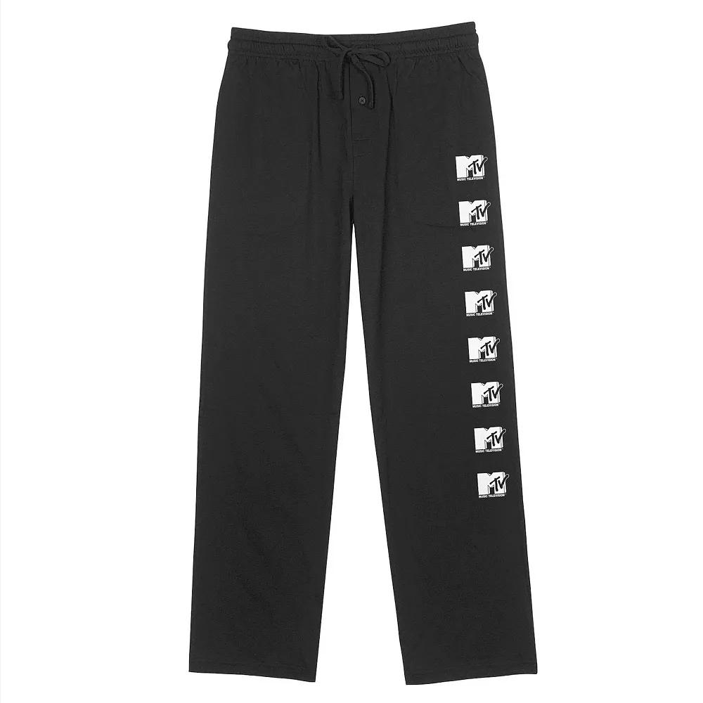 Men's MTV Repeat Vertical Logo Pajama Pants, Size: Small, Black Product Image
