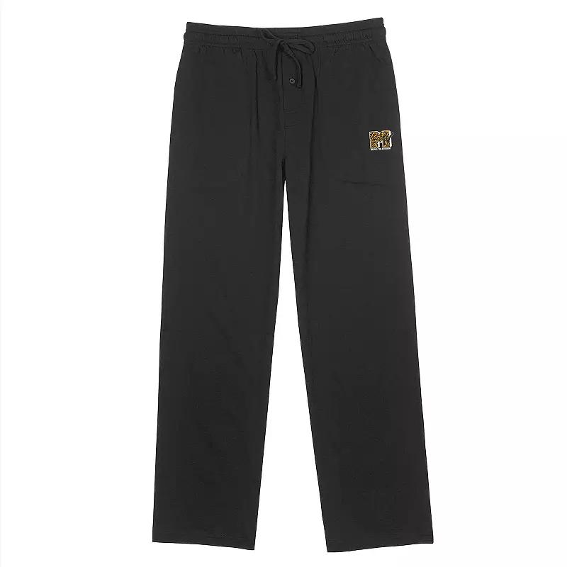 Men's MTV Botanical Red Logo Pajama Pants, Size: Small, Black Product Image