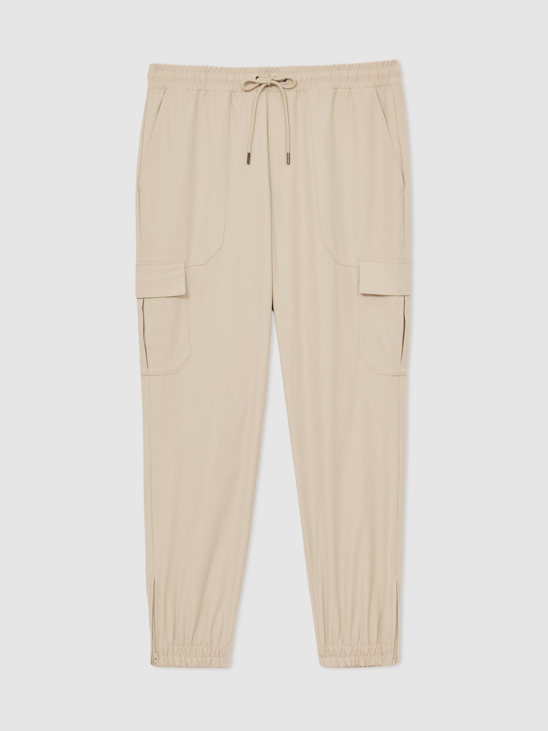 Technical Cargo Drawstring Trousers in Stone Product Image