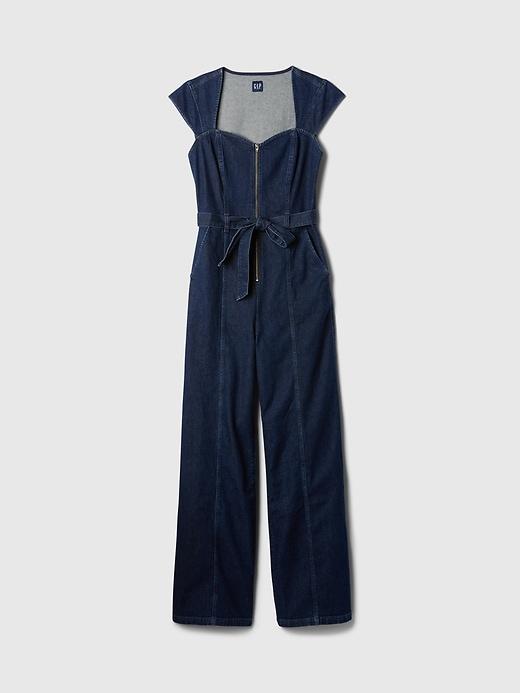 Belted Denim Jumpsuit Product Image