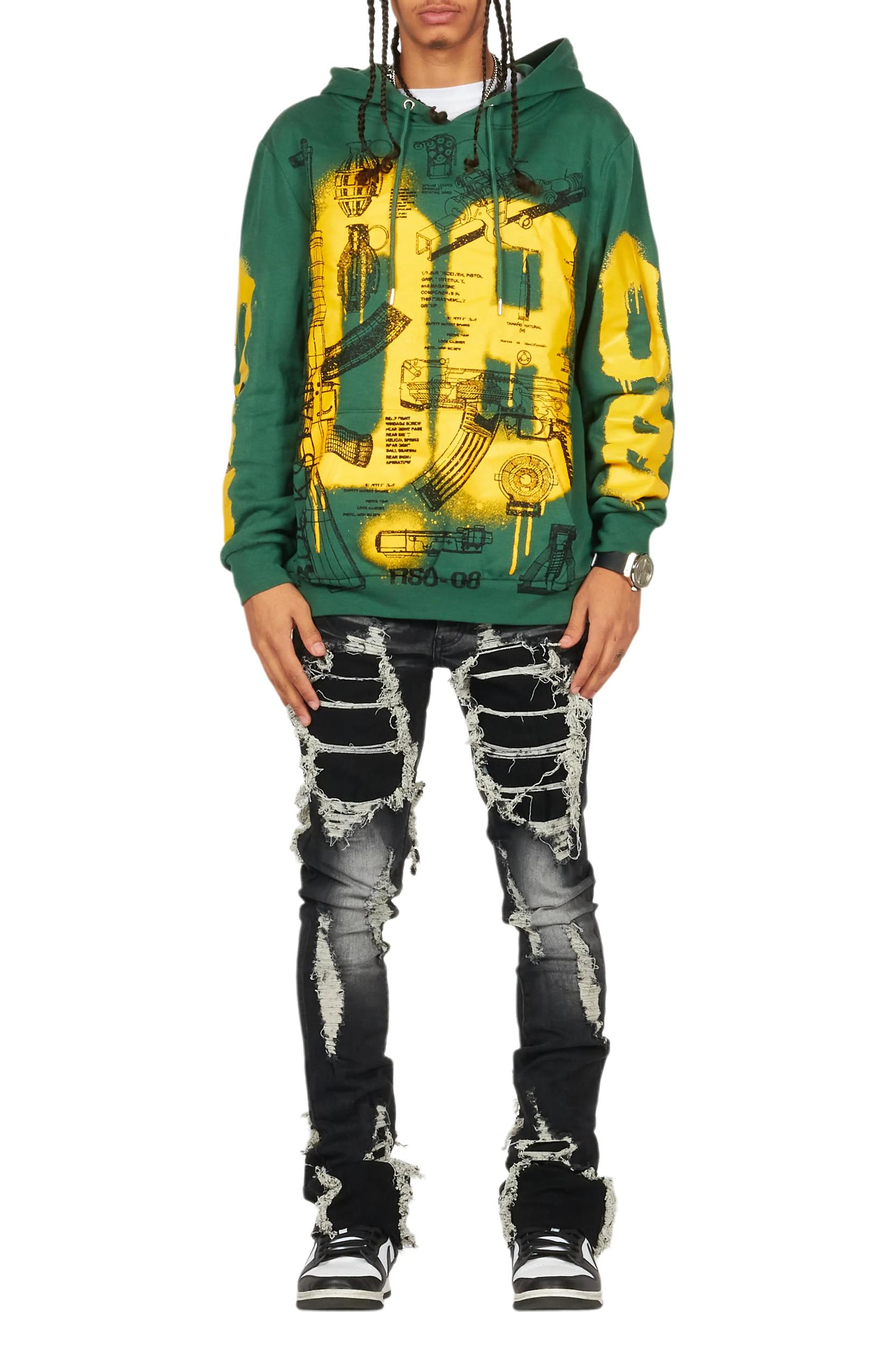 Fateh Dark Grey  Stacked Flare Jean Male Product Image