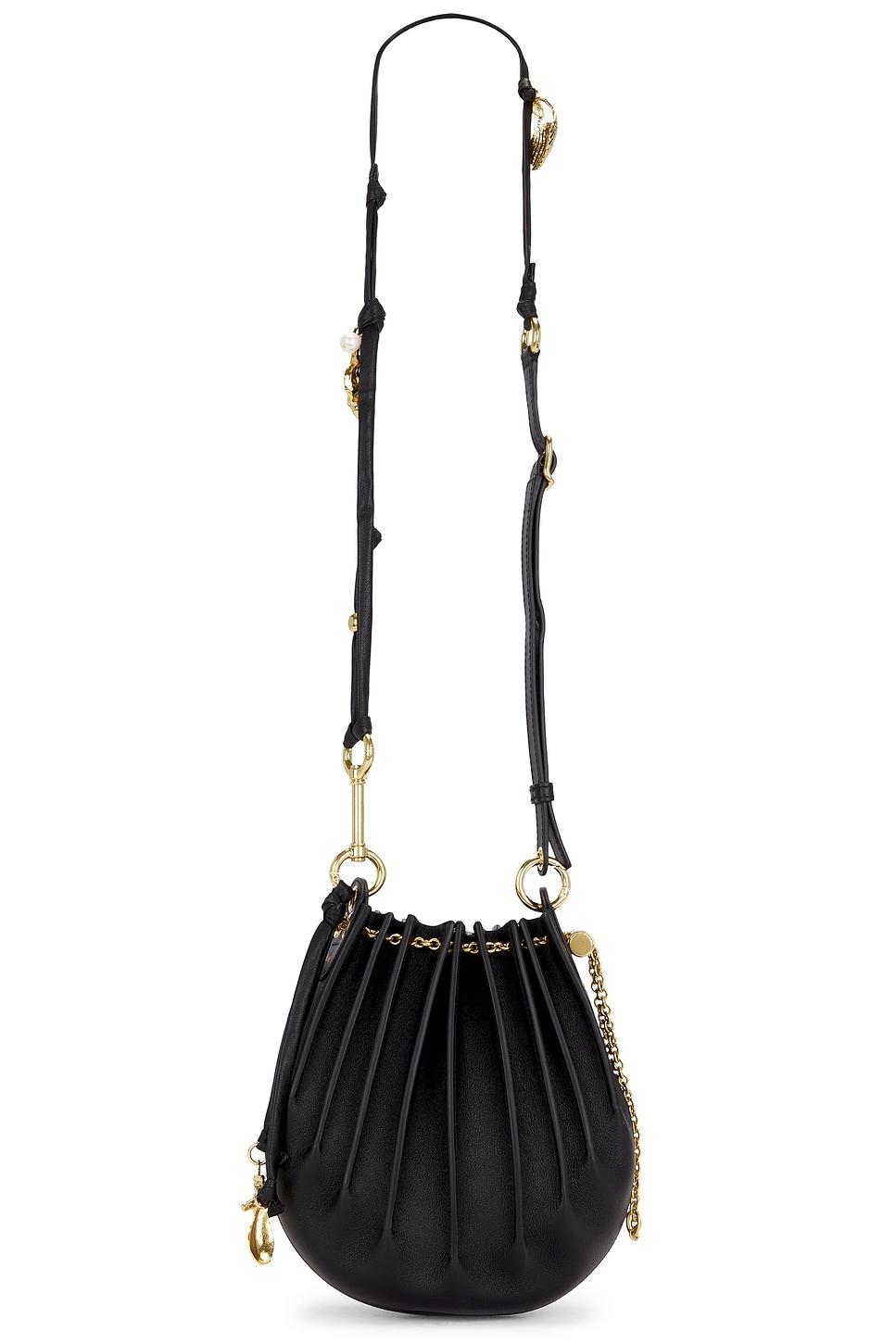 CHLOÉ Sea Treasures Embellished Pleated Leather Shoulder Bag In Black Product Image