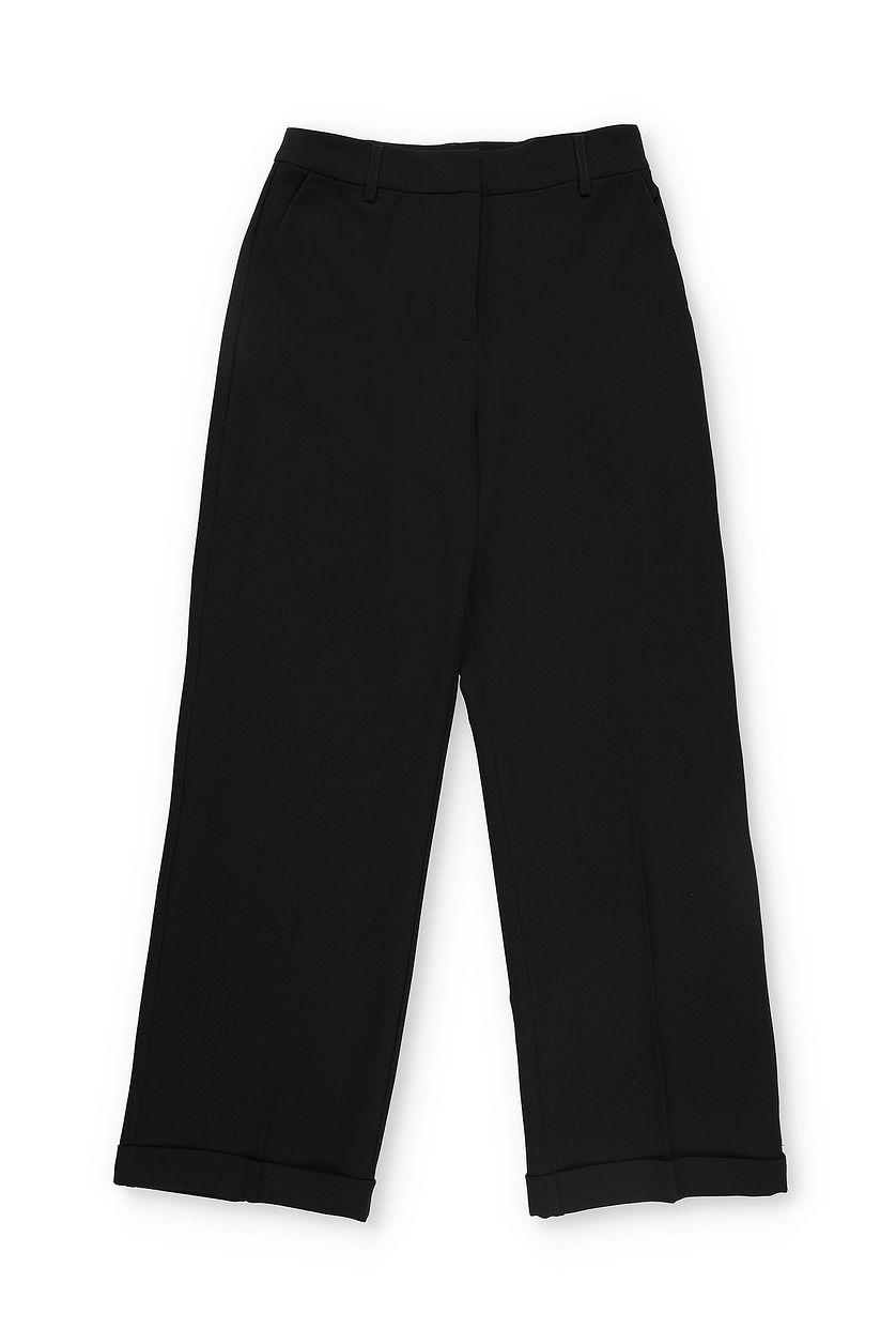 Tailored Mid Waist Suit Pants Black Product Image