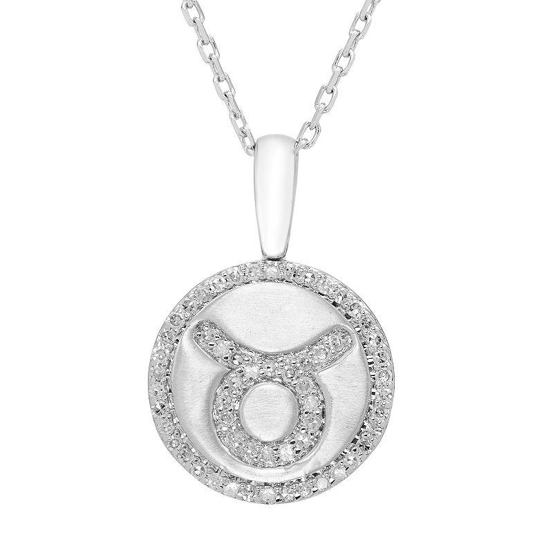 It's Personal Sterling Silver 1/6 Carat T.W. Diamond Zodiac Sign Necklace, Women's, Size: 16-18" ADJ, Cancer Product Image