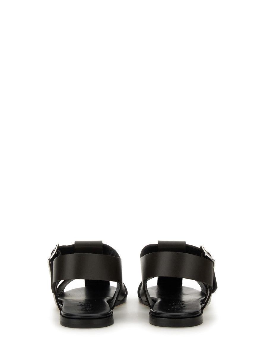 AEYDE 10mm Whit Leather Fisherman Sandals In Black Product Image