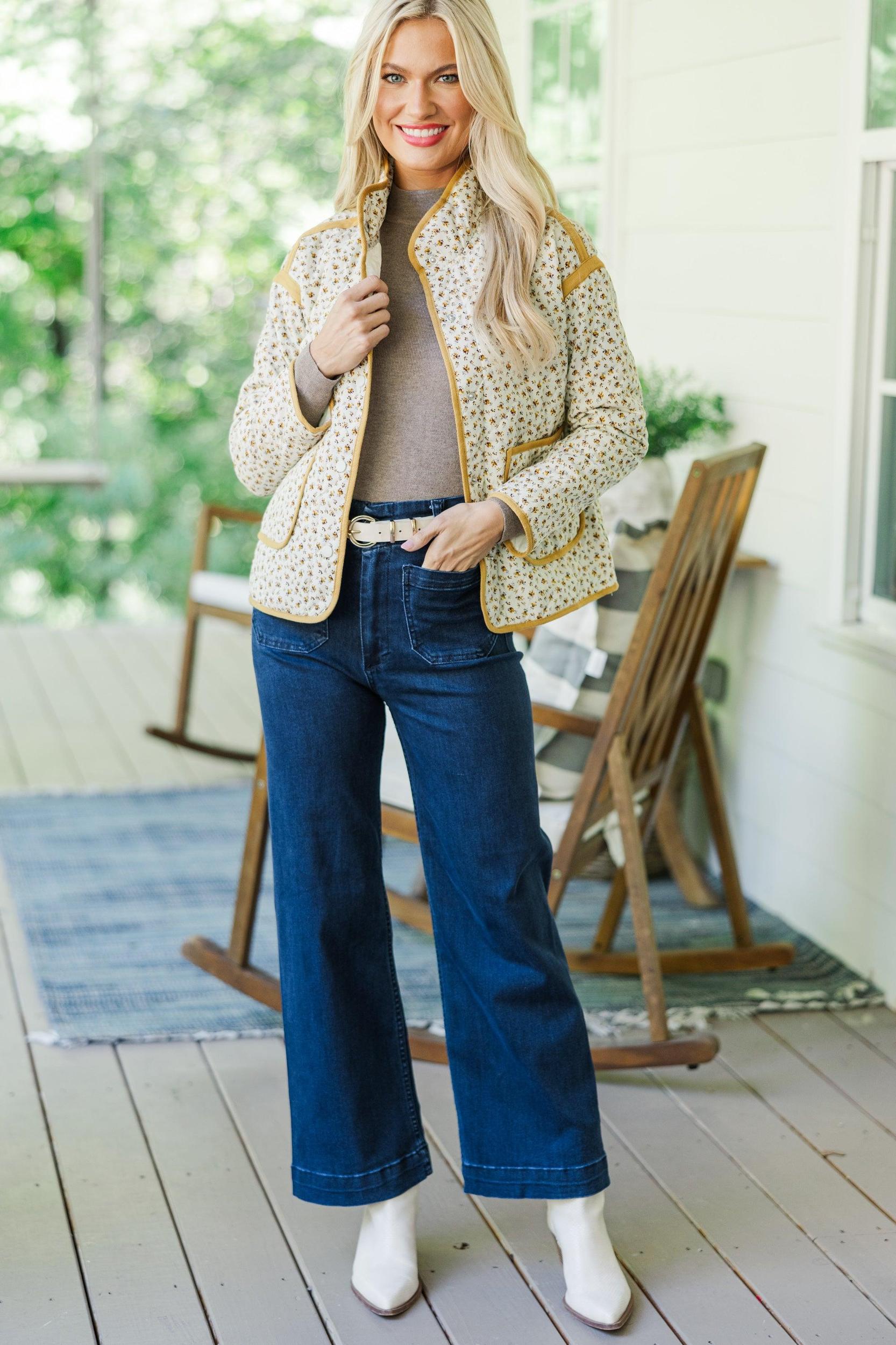 Feeling Like Love Marigold Ditsy Floral Jacket Female Product Image