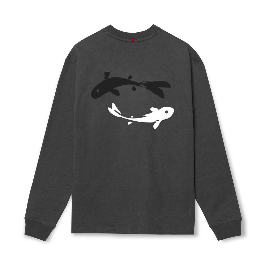 0851. Tech Essential™ Relaxed Long Sleeve  -  Space Grey "Koi" Product Image