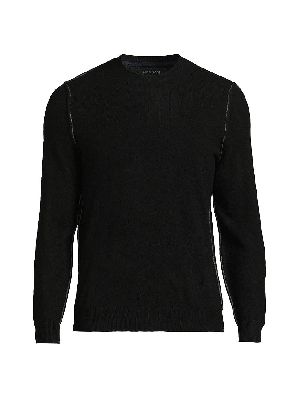 Mens Contrast-Trimmed Cashmere Crewneck Sweater Product Image
