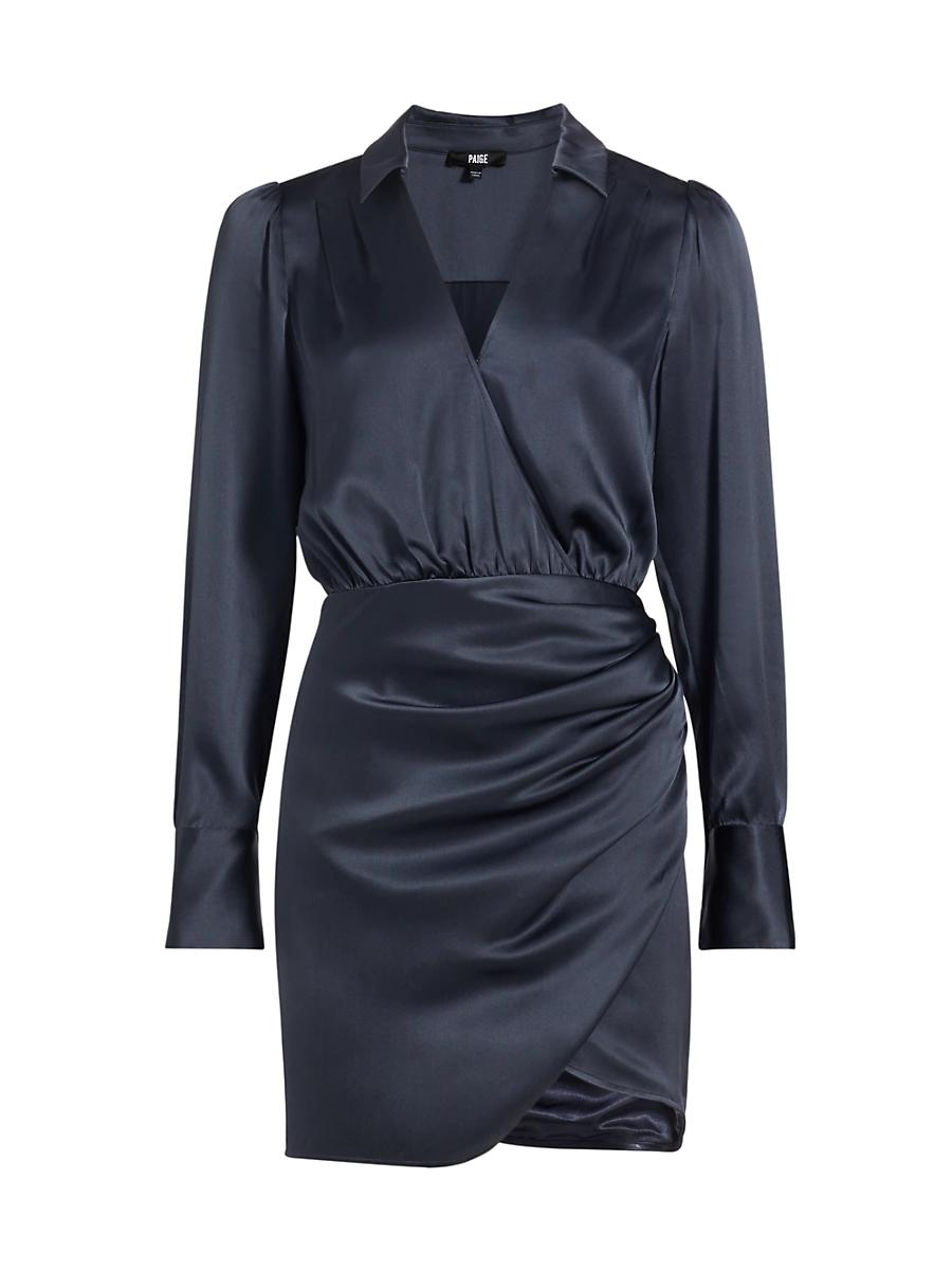 Womens Nyla Draped Silk Long-Sleeve Minidress Product Image