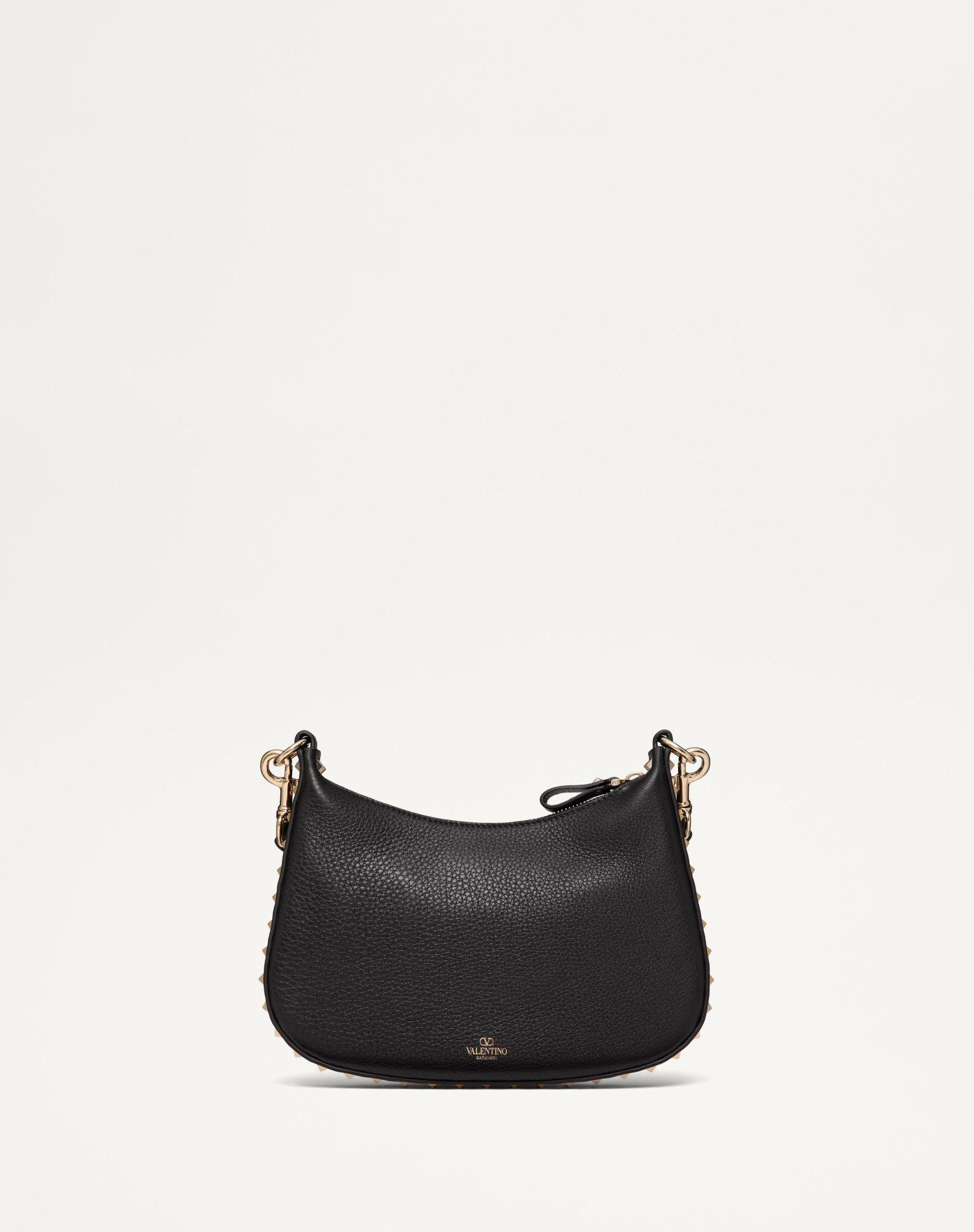 Small Rockstud Hobo Bag In Grainy Calfskin Product Image