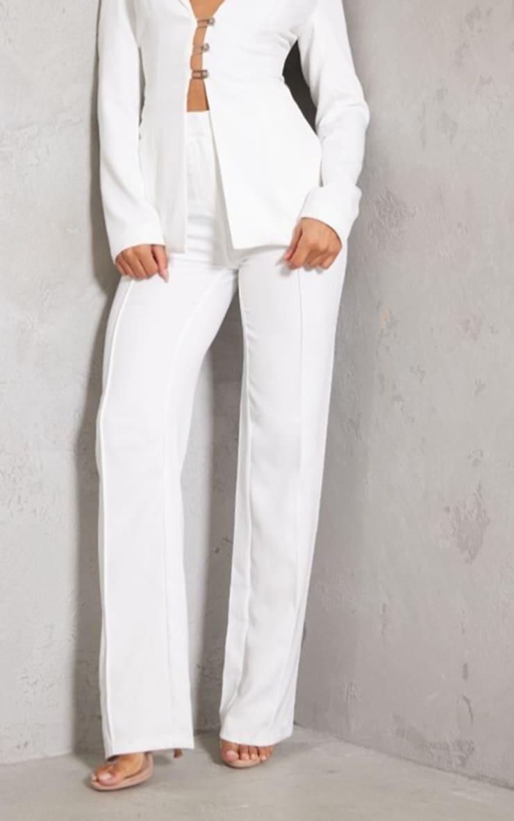 White Wide Leg High Waist Pants Product Image
