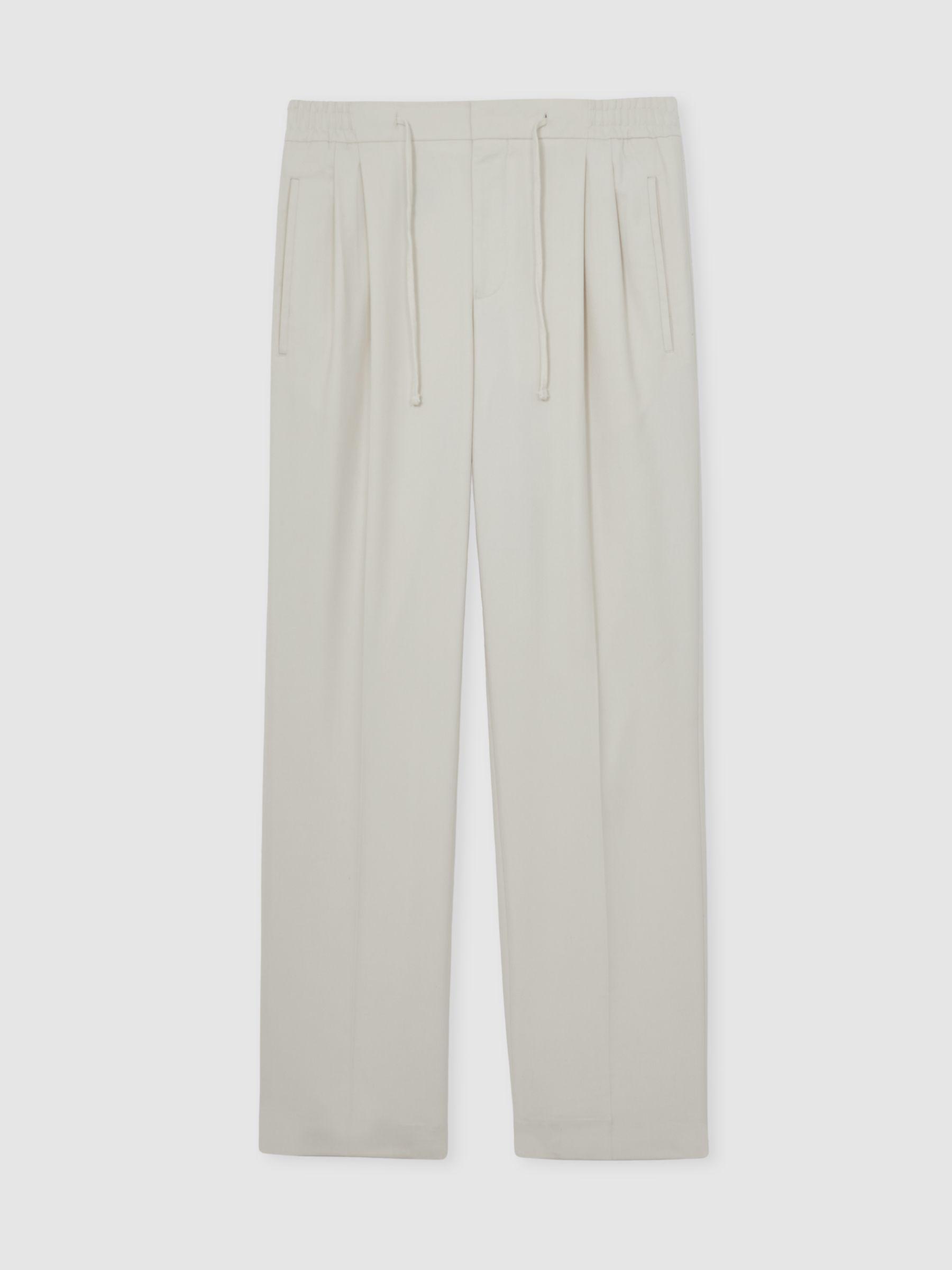 Relaxed-Fit Twill Drawstring Trousers in Ecru Product Image