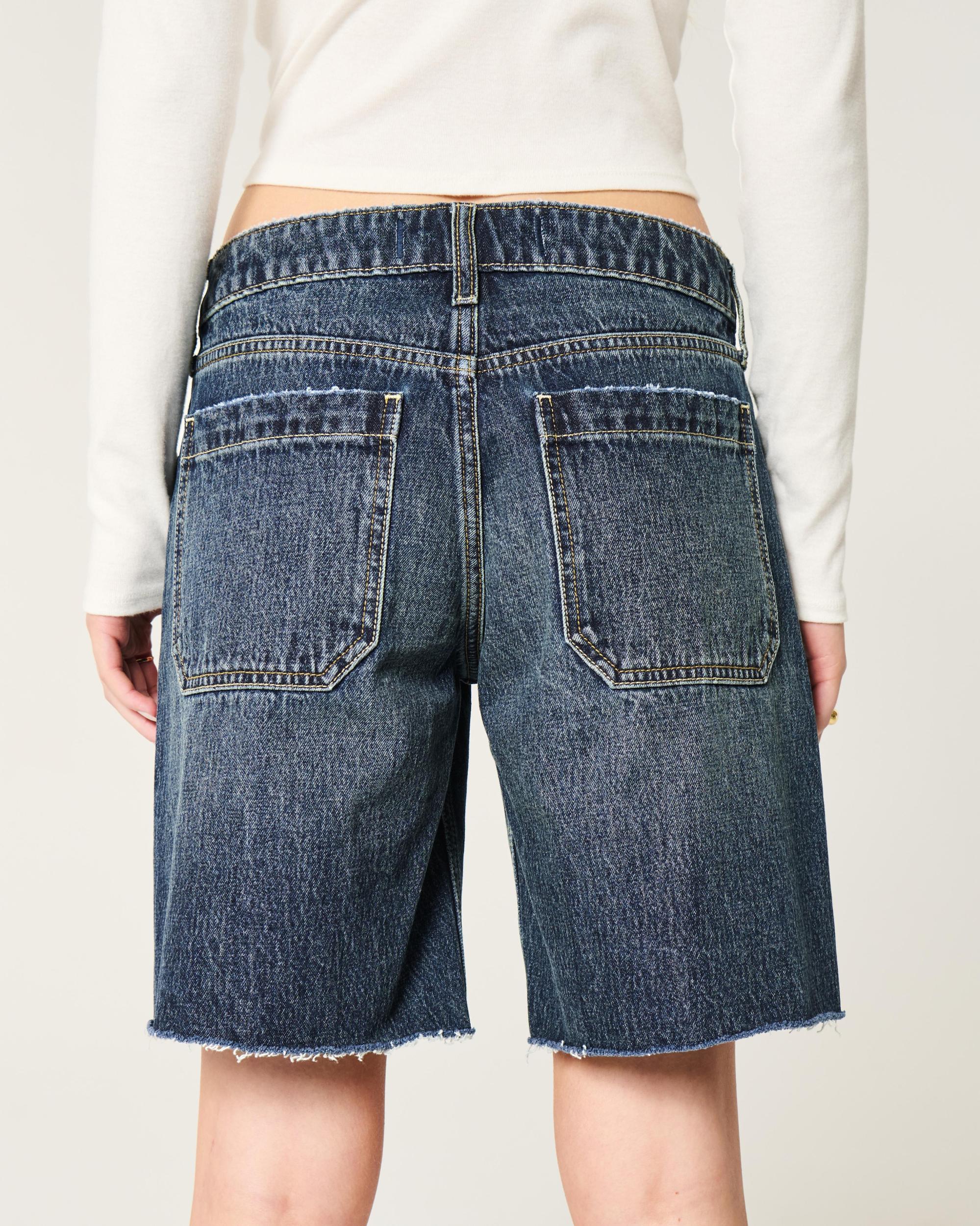 Low-Rise Washed Black Baggy Jort Product Image