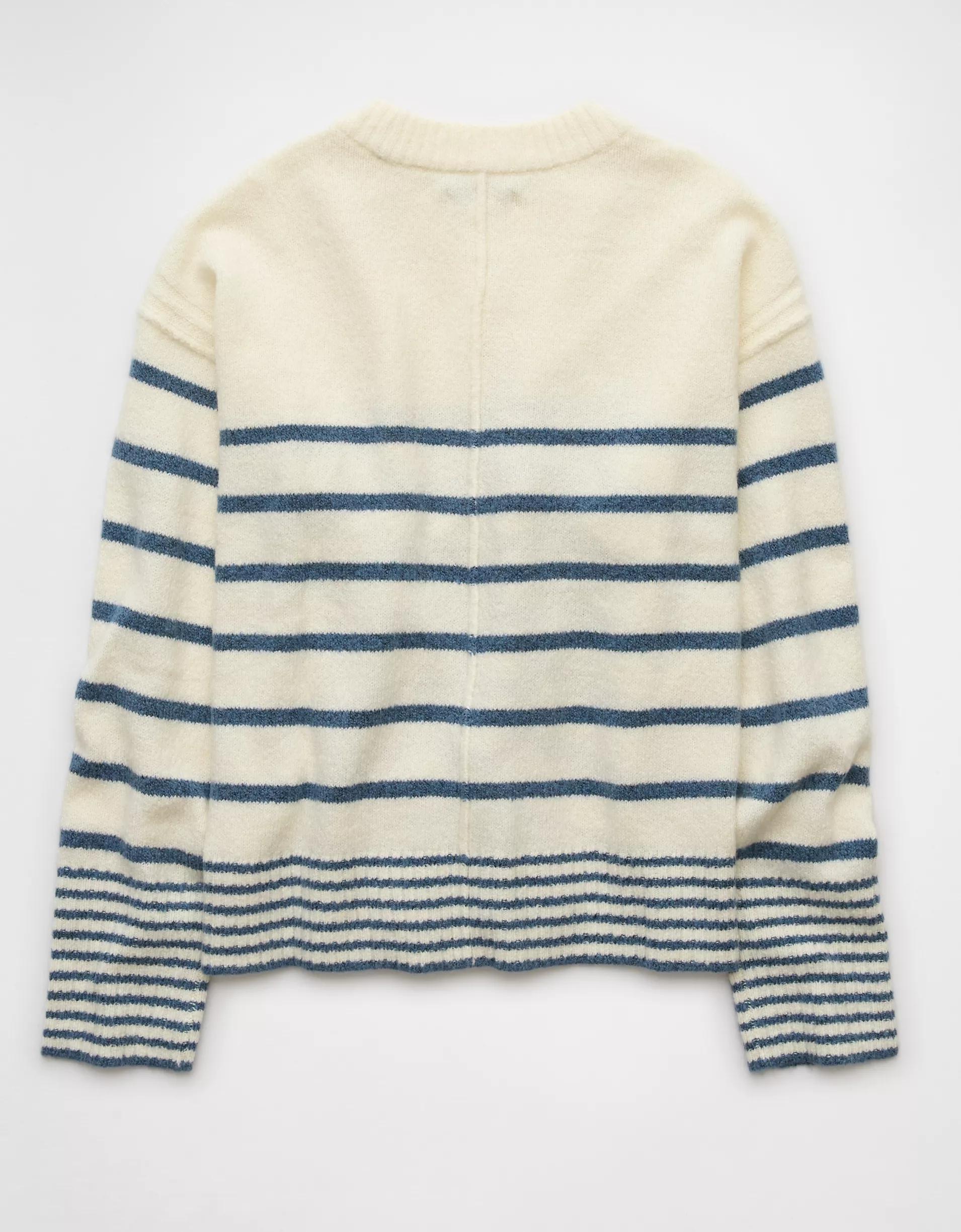 AE Whoa So Soft Striped Crew Neck Sweater Product Image