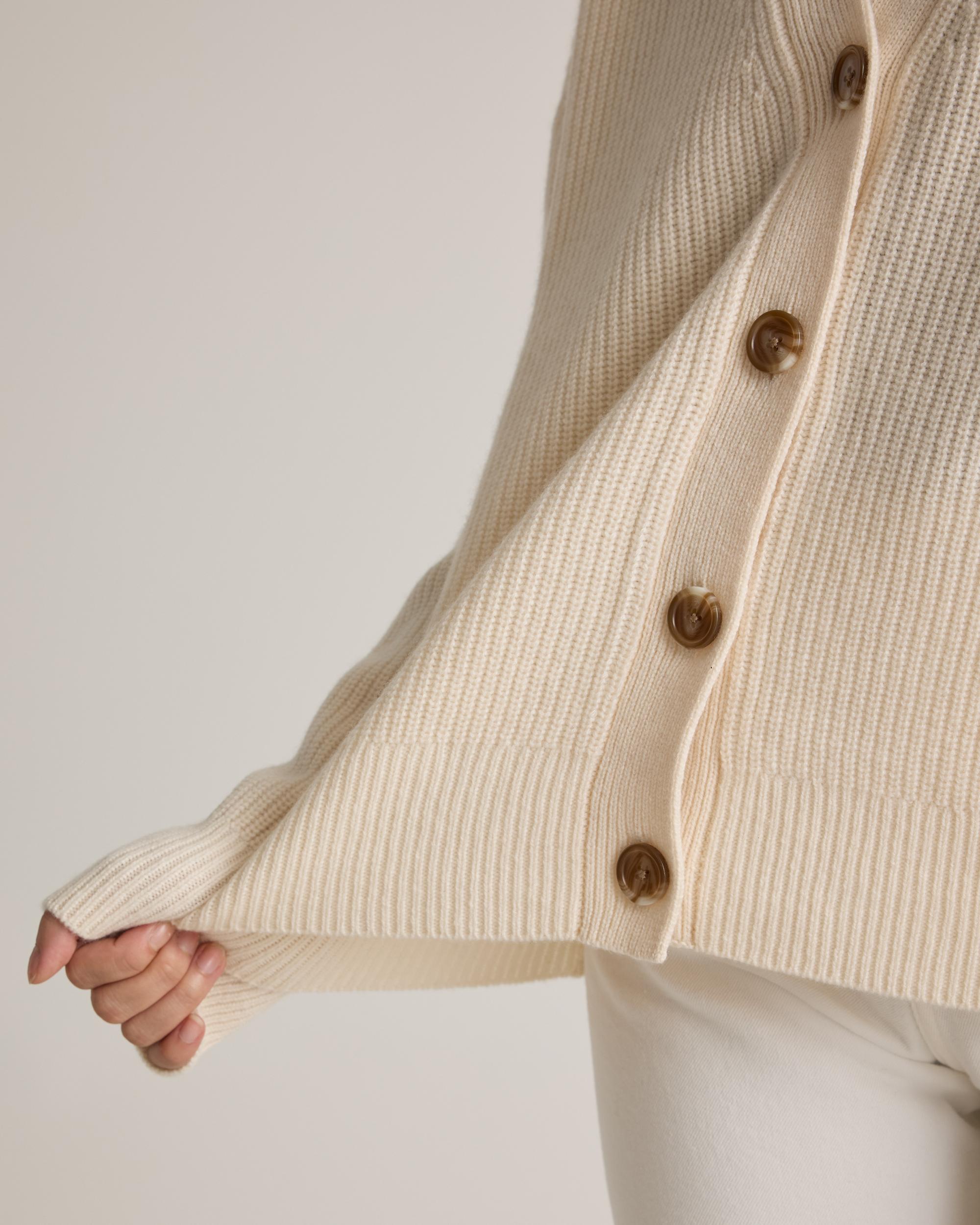 Quince | Women's Mongolian Cashmere Fisherman Boxy Cropped Cardigan Sweater Size XL Product Image