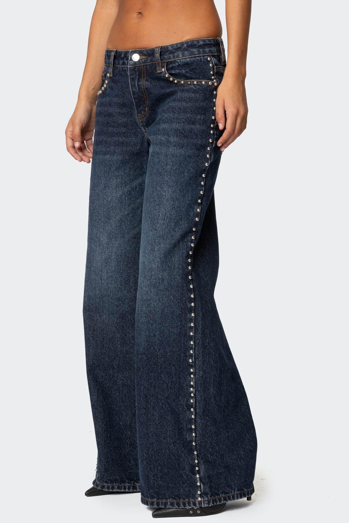 Stassie Studded Low Rise Baggy Jeans Product Image