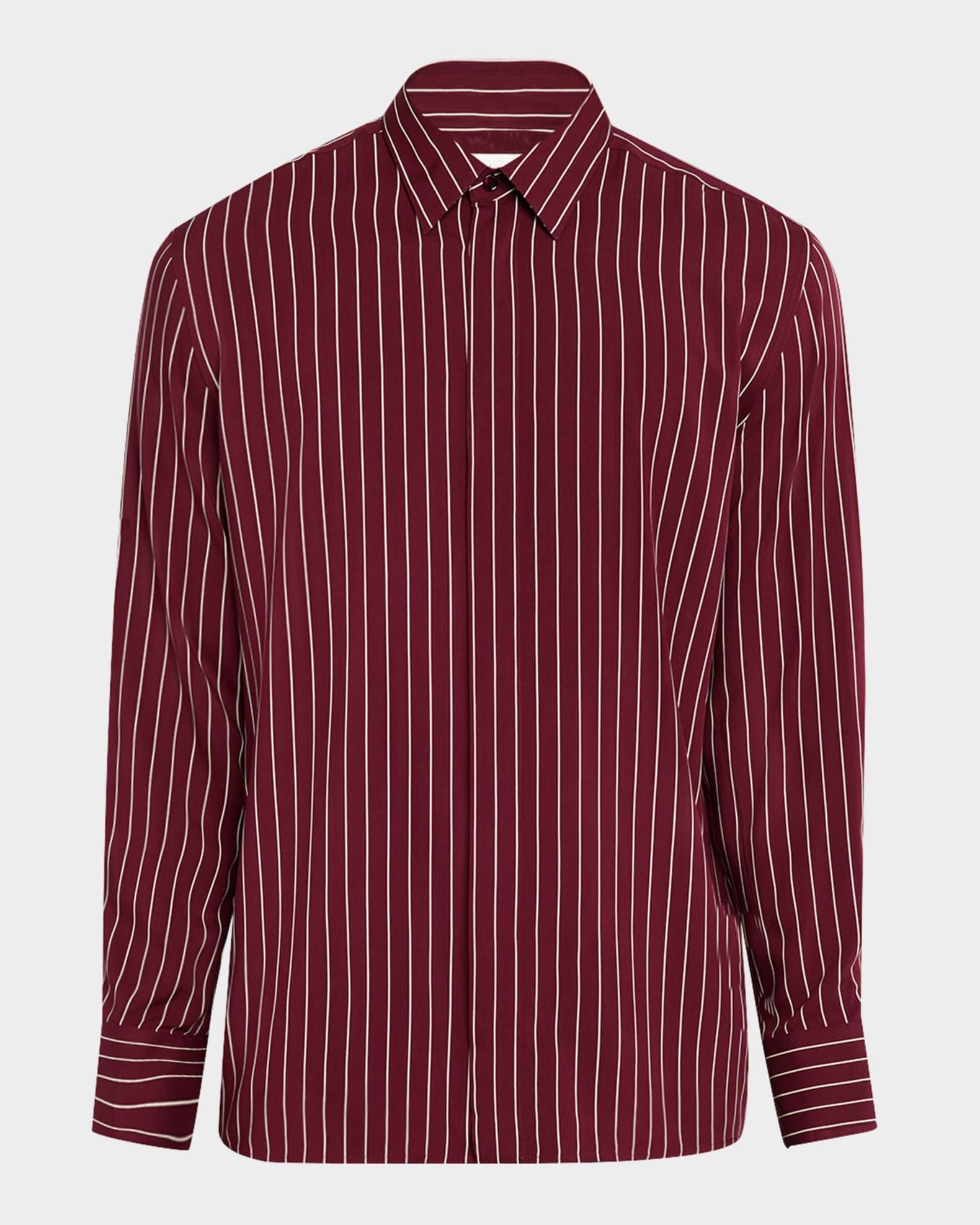 Men's Vertical Stripe Silk Sport Shirt Product Image