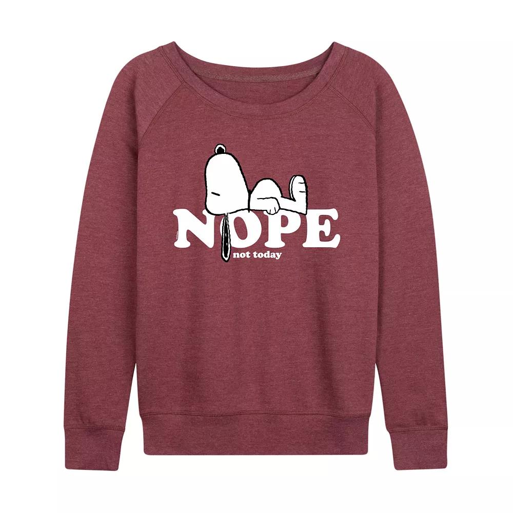 Women's Peanuts Snoopy Nope Art French Terry Long Sleeve Tee, Girl's,  Product Image