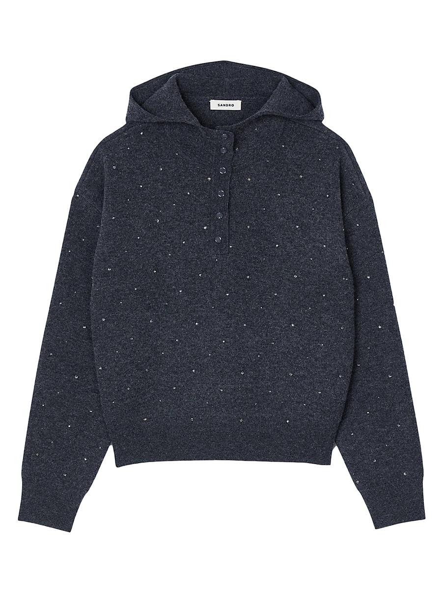 Womens Rhinestone Hooded Jumper Product Image