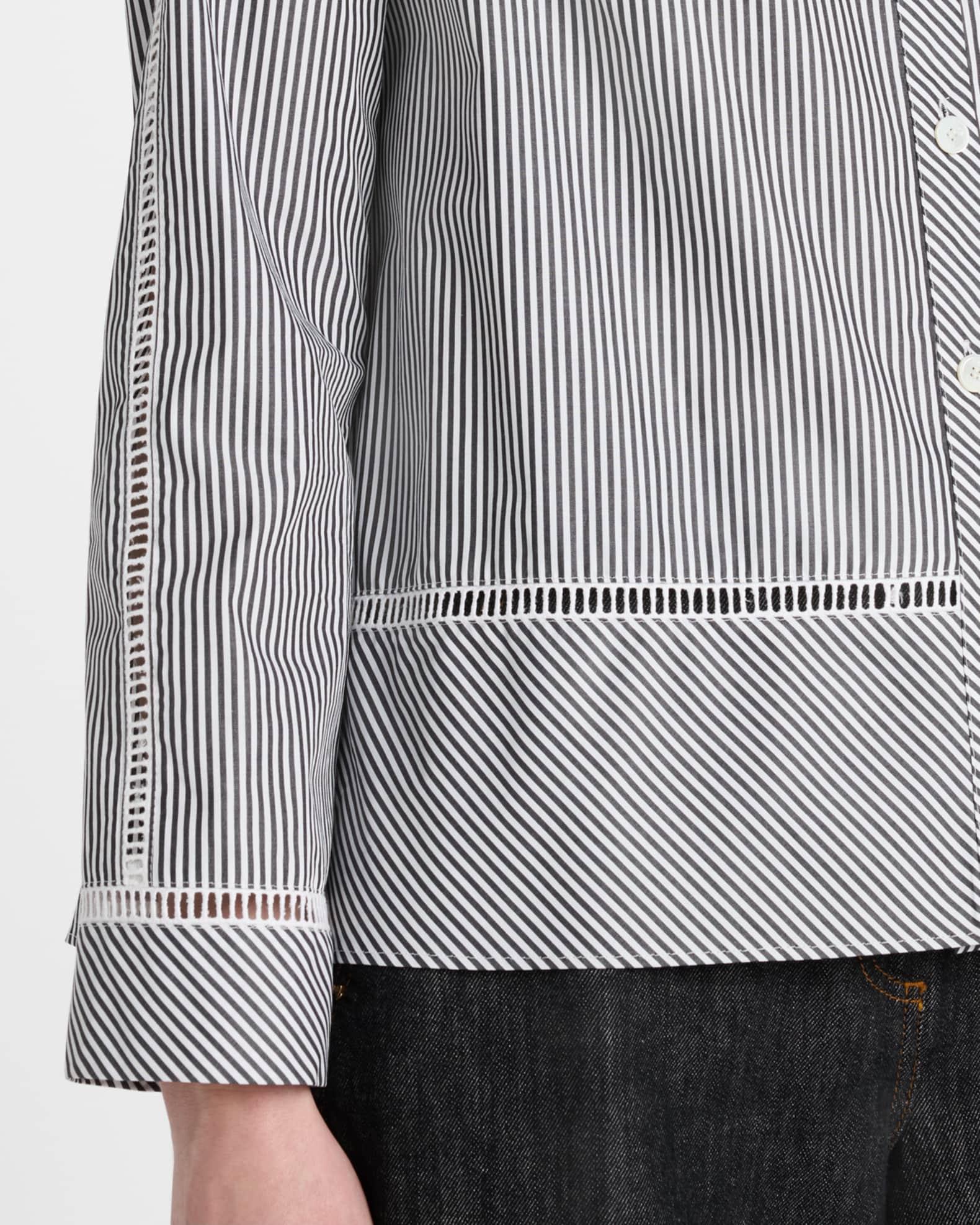 Striped Cotton Shirt with Lattice Detail Product Image