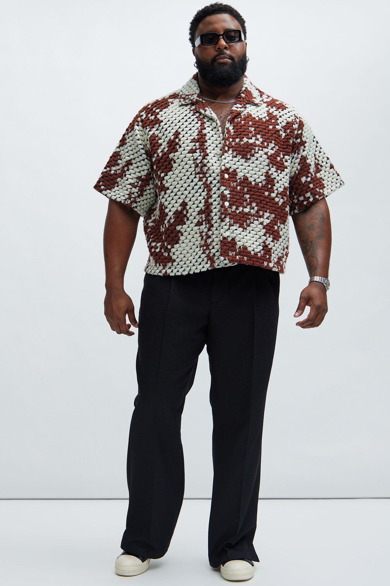 Newbury Jacquard Cropped Shirt - Brown/combo Product Image
