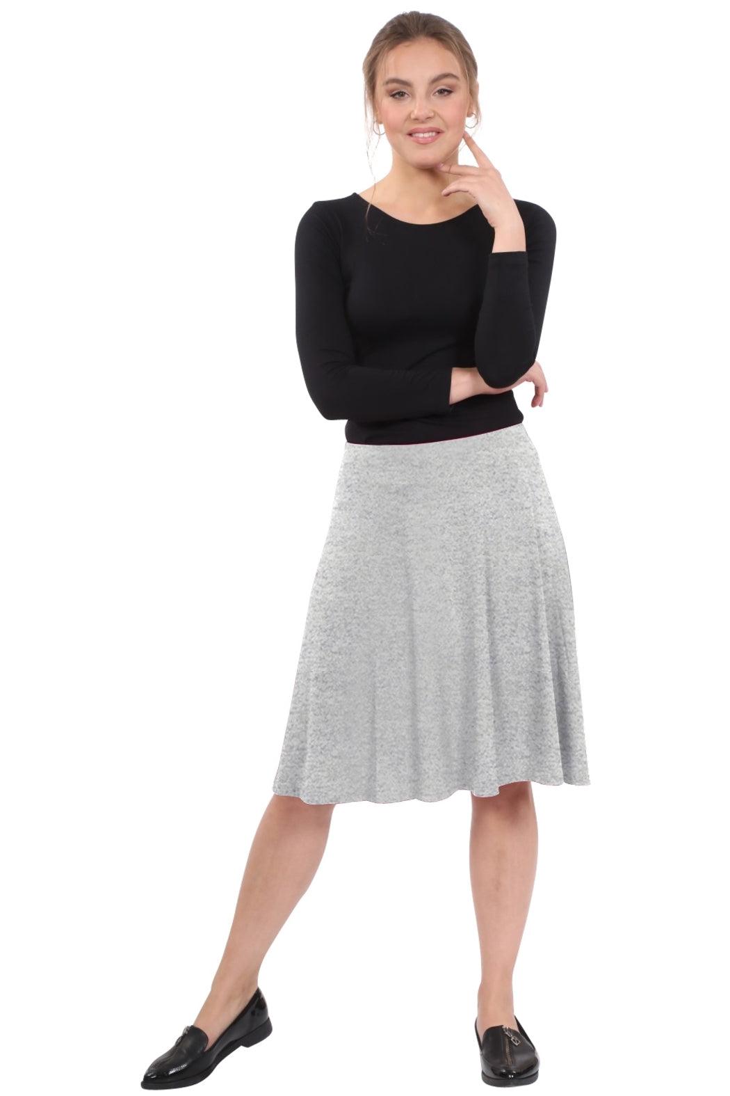 Knee-Length Skater Skirt with Full A-line Cut Product Image