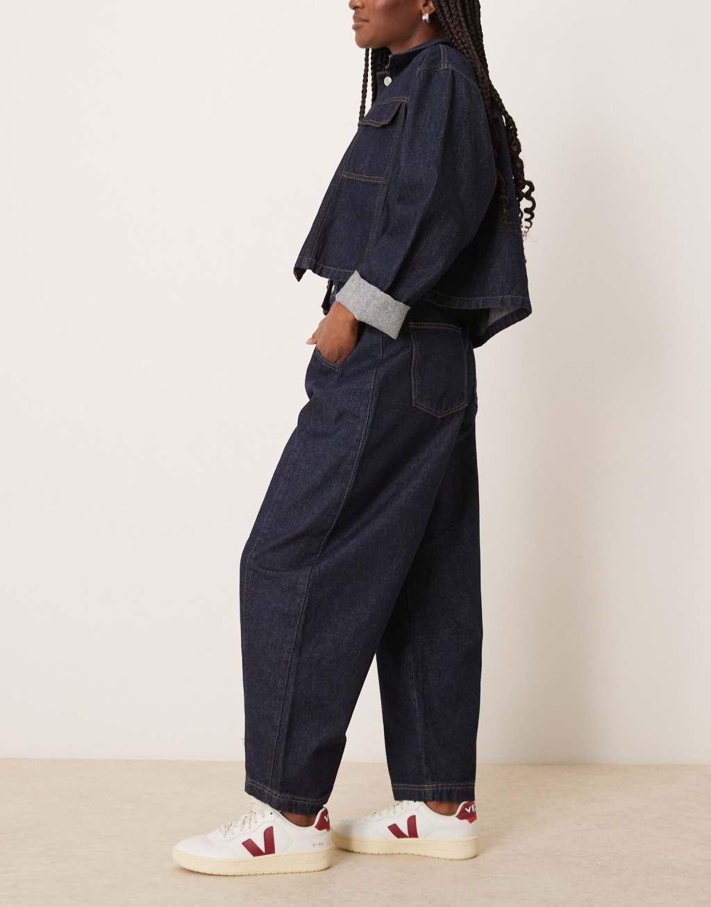 ASOS DESIGN cropped barrel leg jeans with button fly Product Image