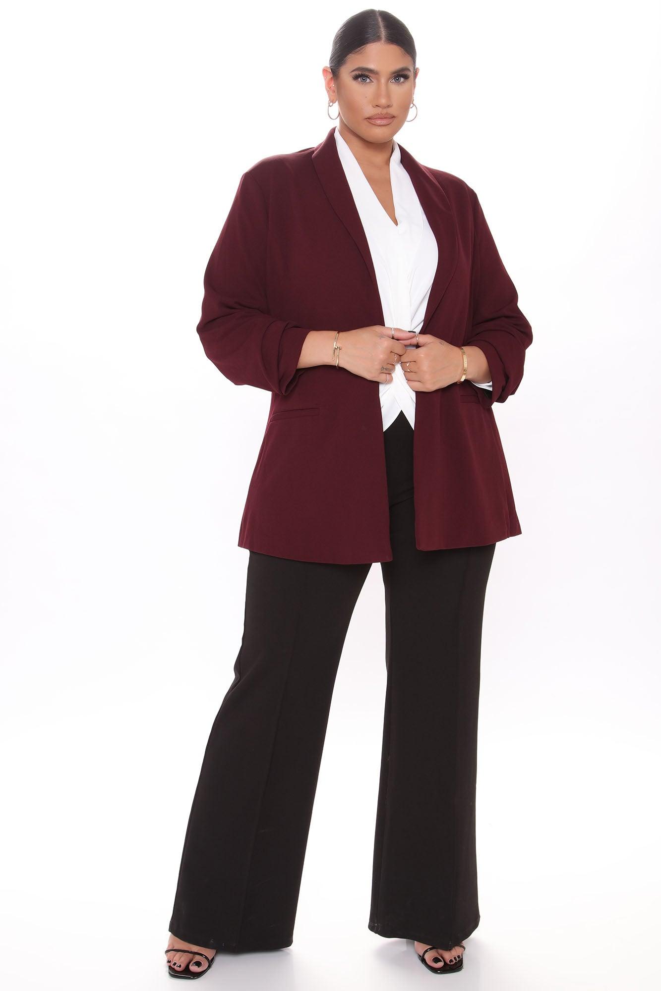 The Celine Blazer - Burgundy Product Image