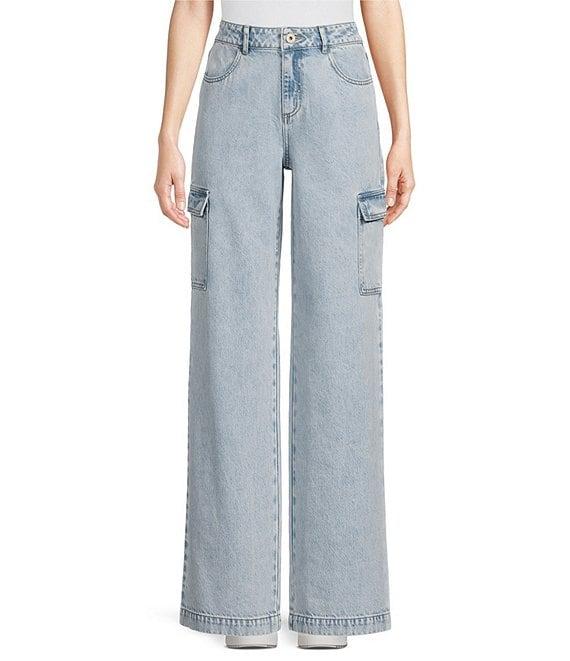Every Denim Acid Wash Relaxed Wide Leg Cargo Jeans Product Image