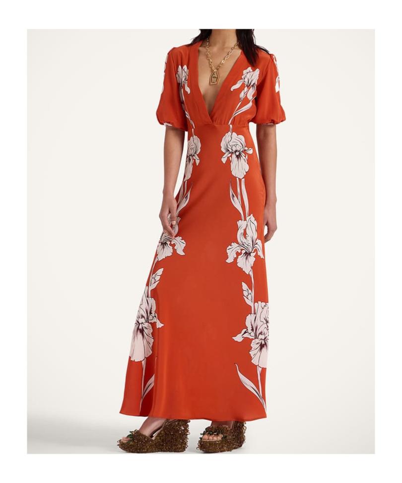 LA DOUBLEJ Marlene Floral-print Silk-crepe Maxi Dress In Iris Placée Product Image