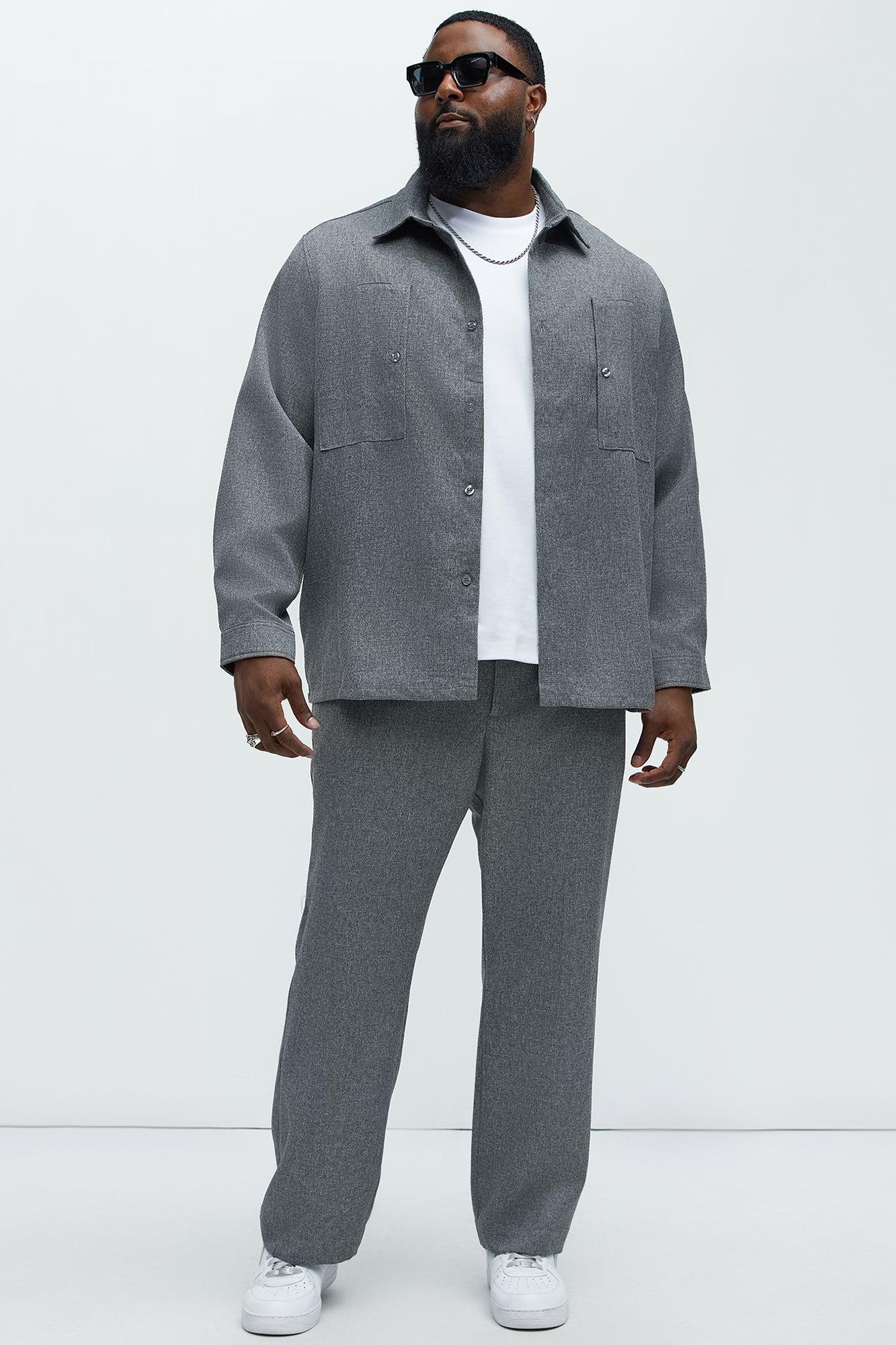 Kerr Pleated Straight Trousers - Grey Product Image