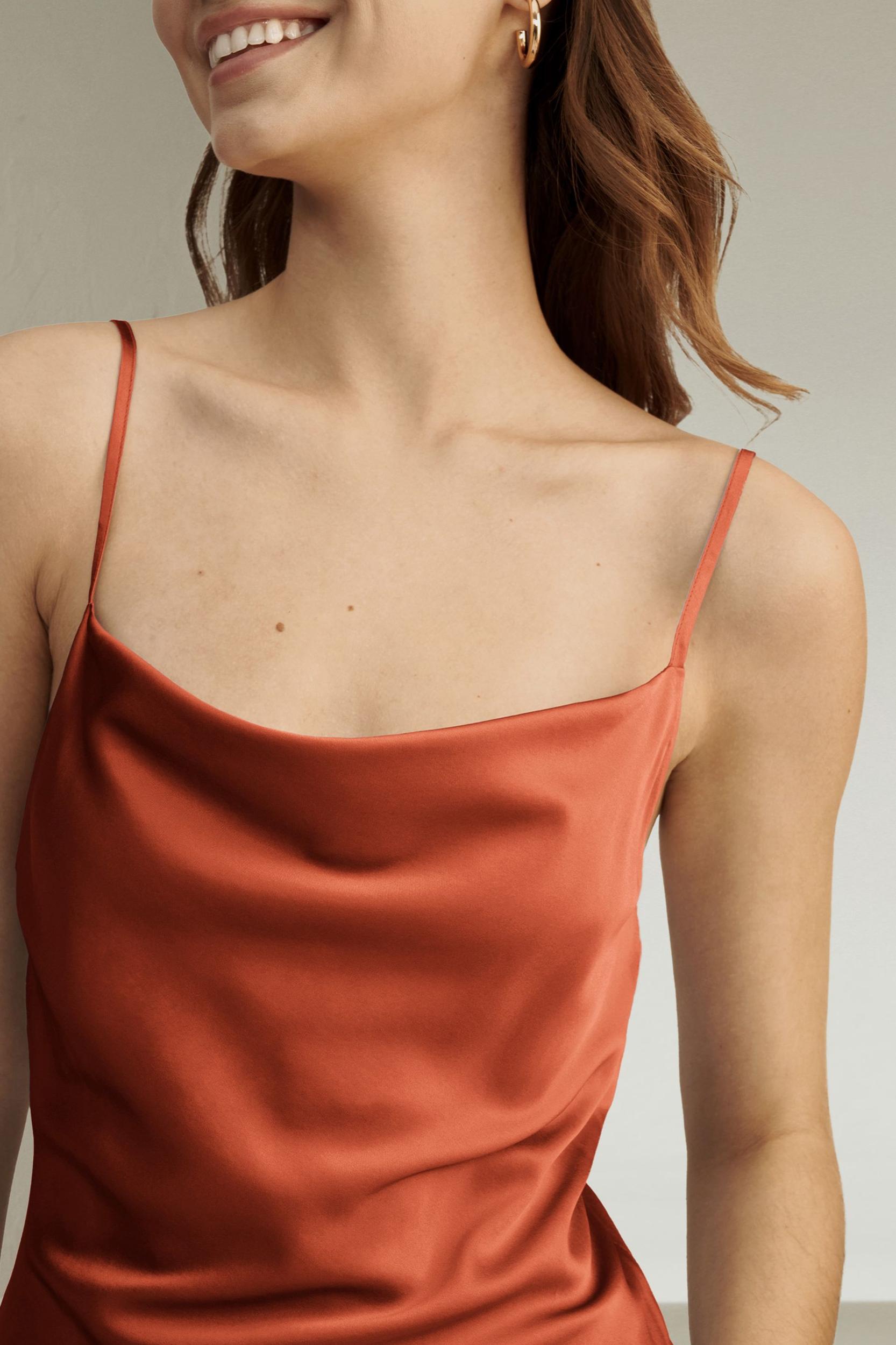 Elegant Alluring Cowl Neck Silk Dress Product Image