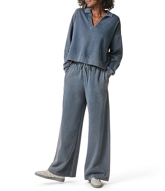 Splendid Coordinating Indigo Wide Leg Cotton Knit Pants Product Image