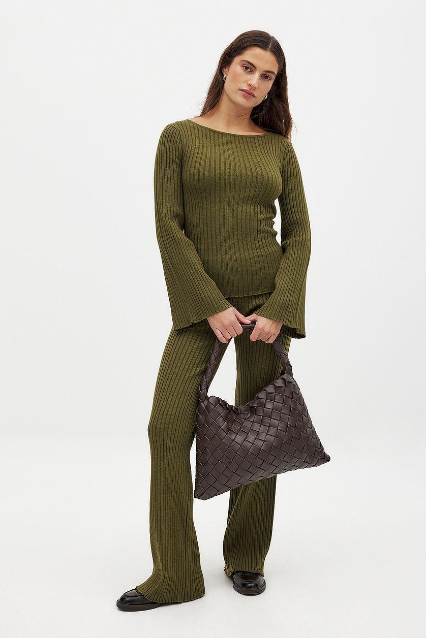 Rib Knitted Long Sleeve Top Product Image