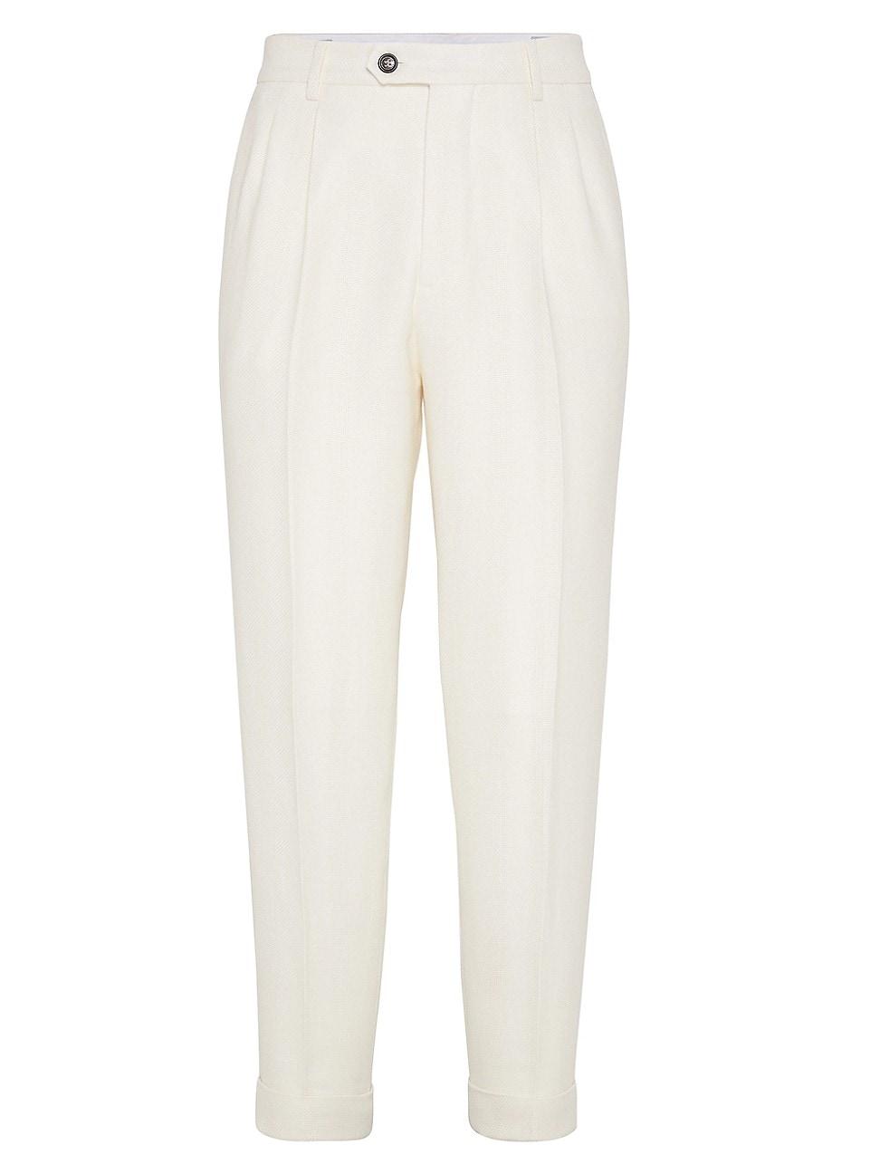 Mens Leisure Fit Trousers with Double Pleats Product Image