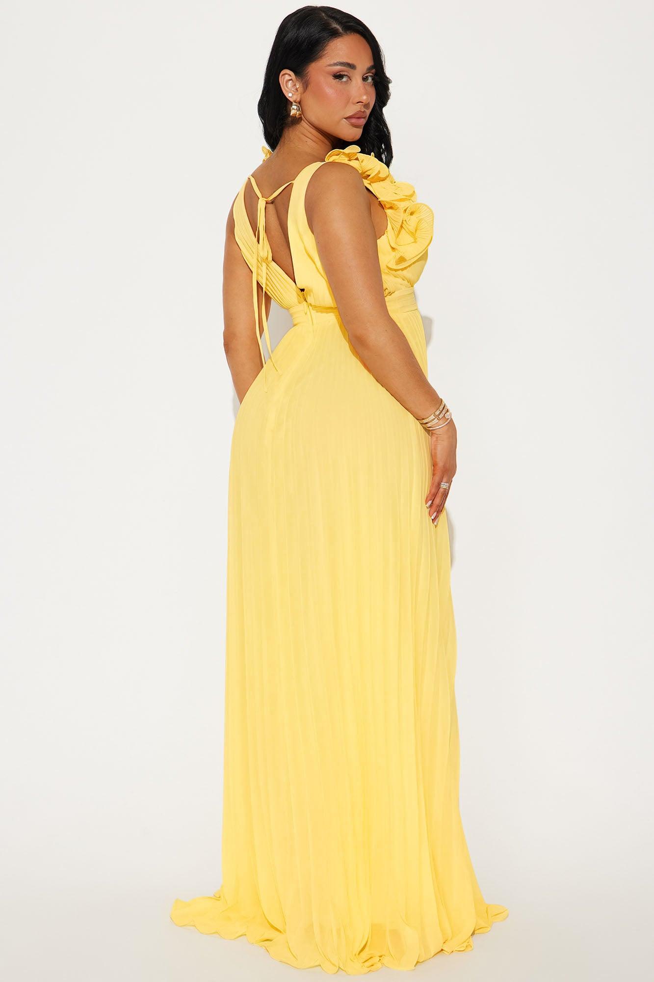 Julia Chiffon Maxi Dress - Butter Yellow Product Image