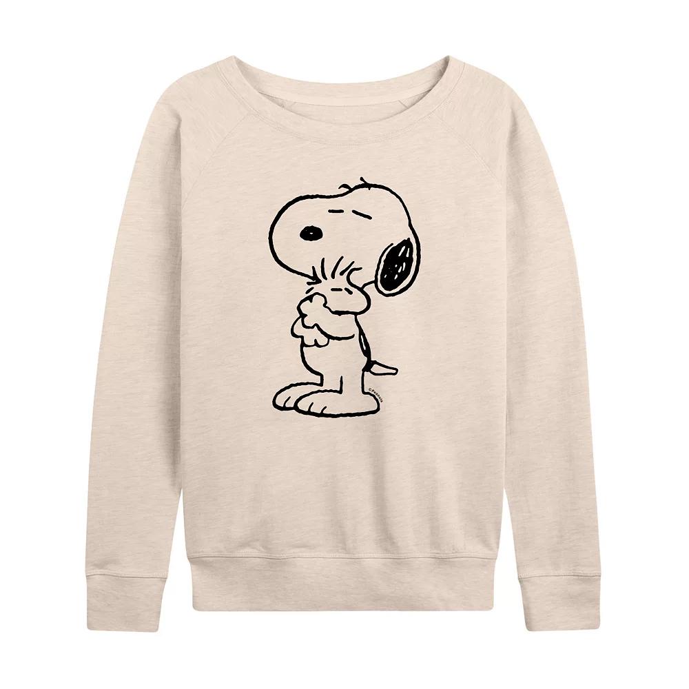Women's Peanuts Snoopy Loves Woodstock French Terry Long Sleeve Tee, Girl's,  Product Image