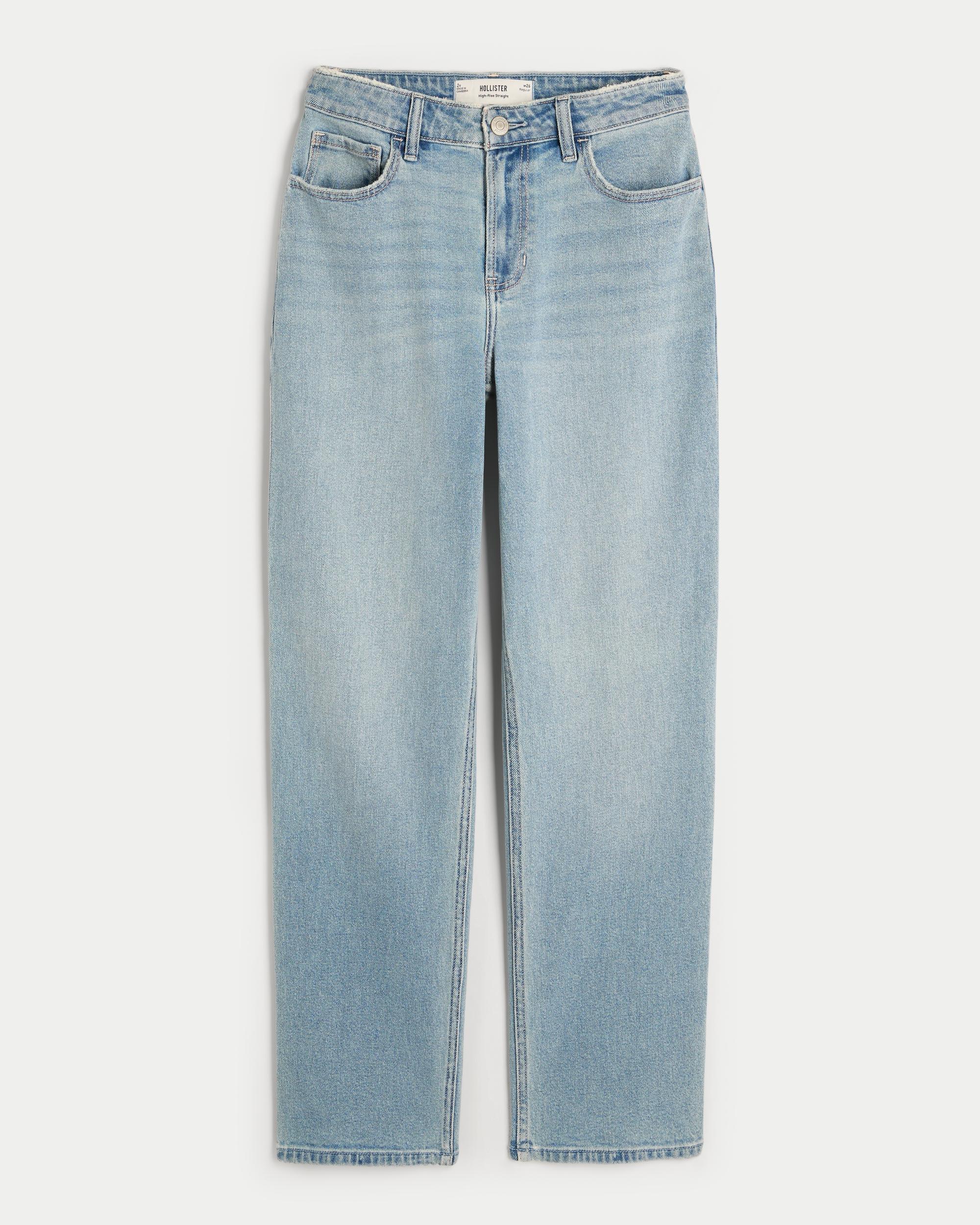 High-Rise Light Wash Straight Jeans Product Image