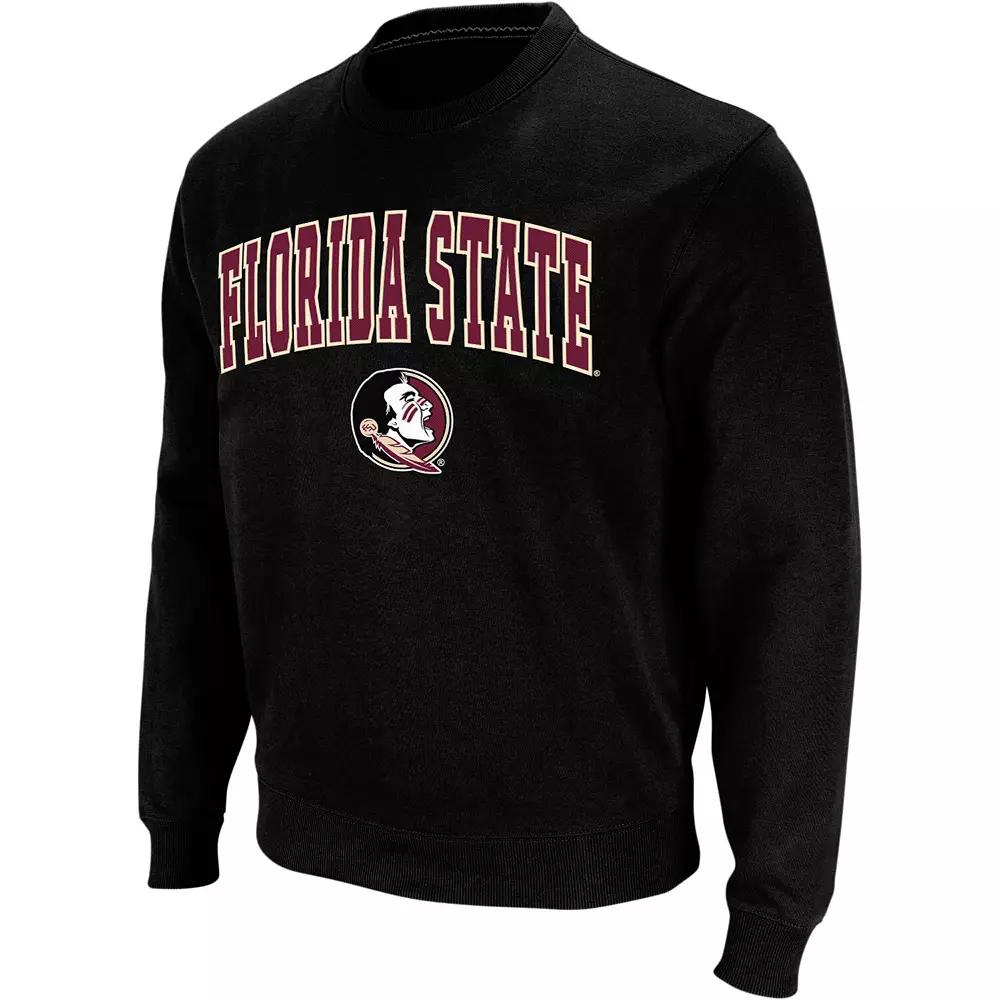 Men's Colosseum Black Florida State Seminoles Arch & Logo Crew Neck Sweatshirt,  Product Image
