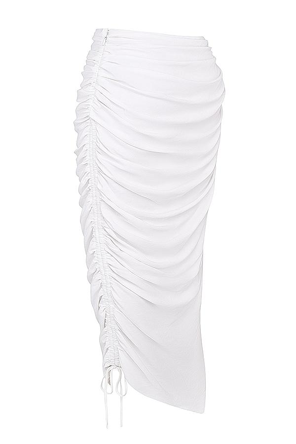 Loie  white gathered maxi skirt Product Image