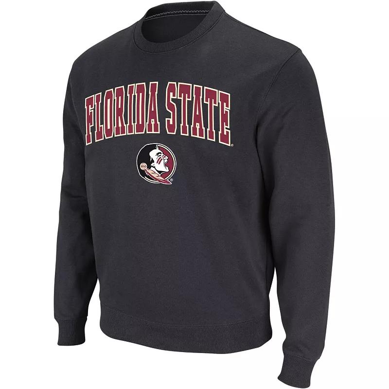 Men's Colosseum Black Florida State Seminoles Arch & Logo Crew Neck Sweatshirt,  Product Image