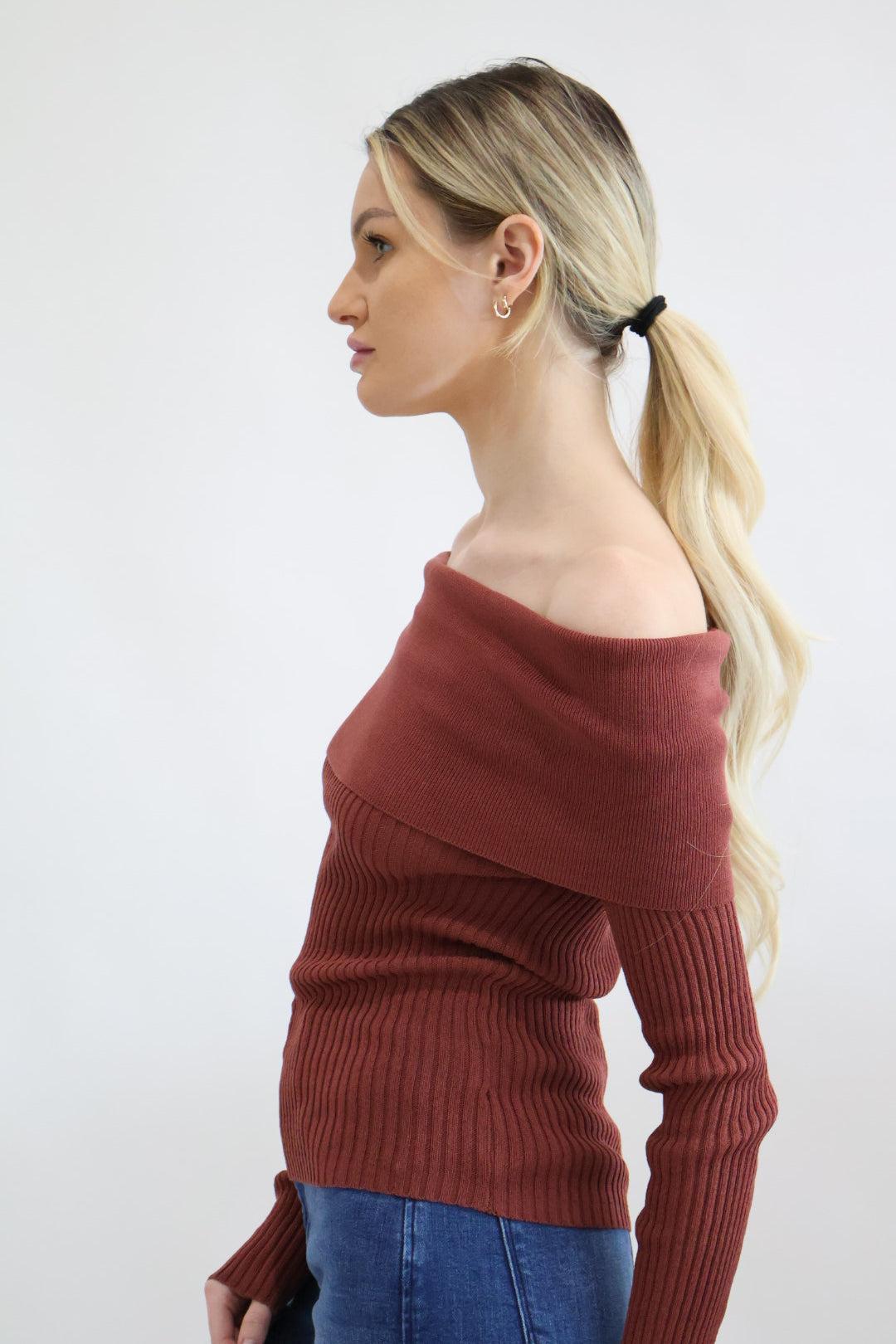 Off The Shoulder Fitted Sweater Product Image