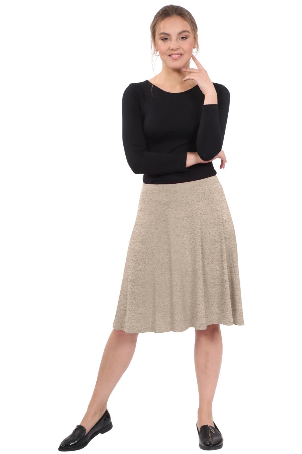 Knee-Length Skater Skirt with Full A-line Cut Product Image