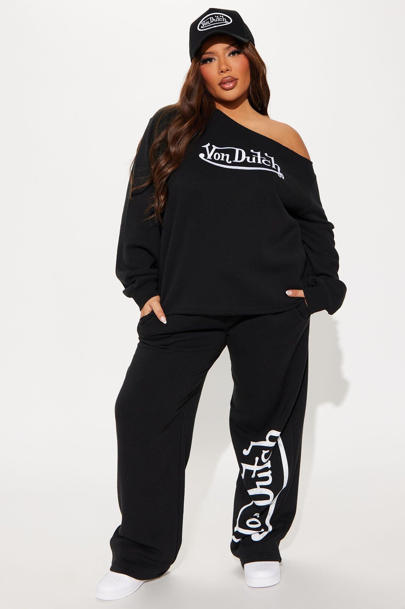 Von Dutch Classic Off Shoulder Sweatshirt - Black Product Image