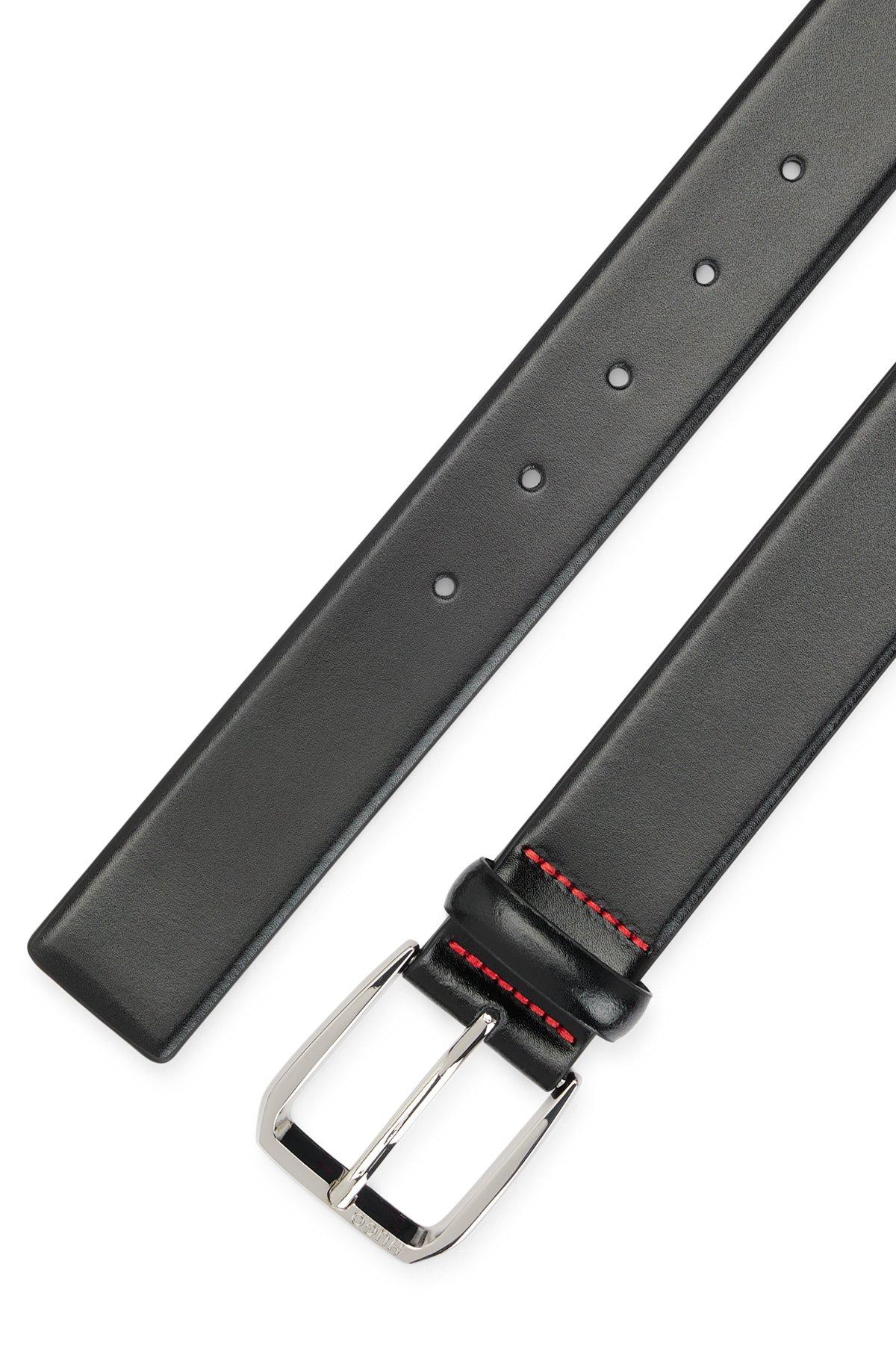 Italian-leather belt with branded buckle Product Image