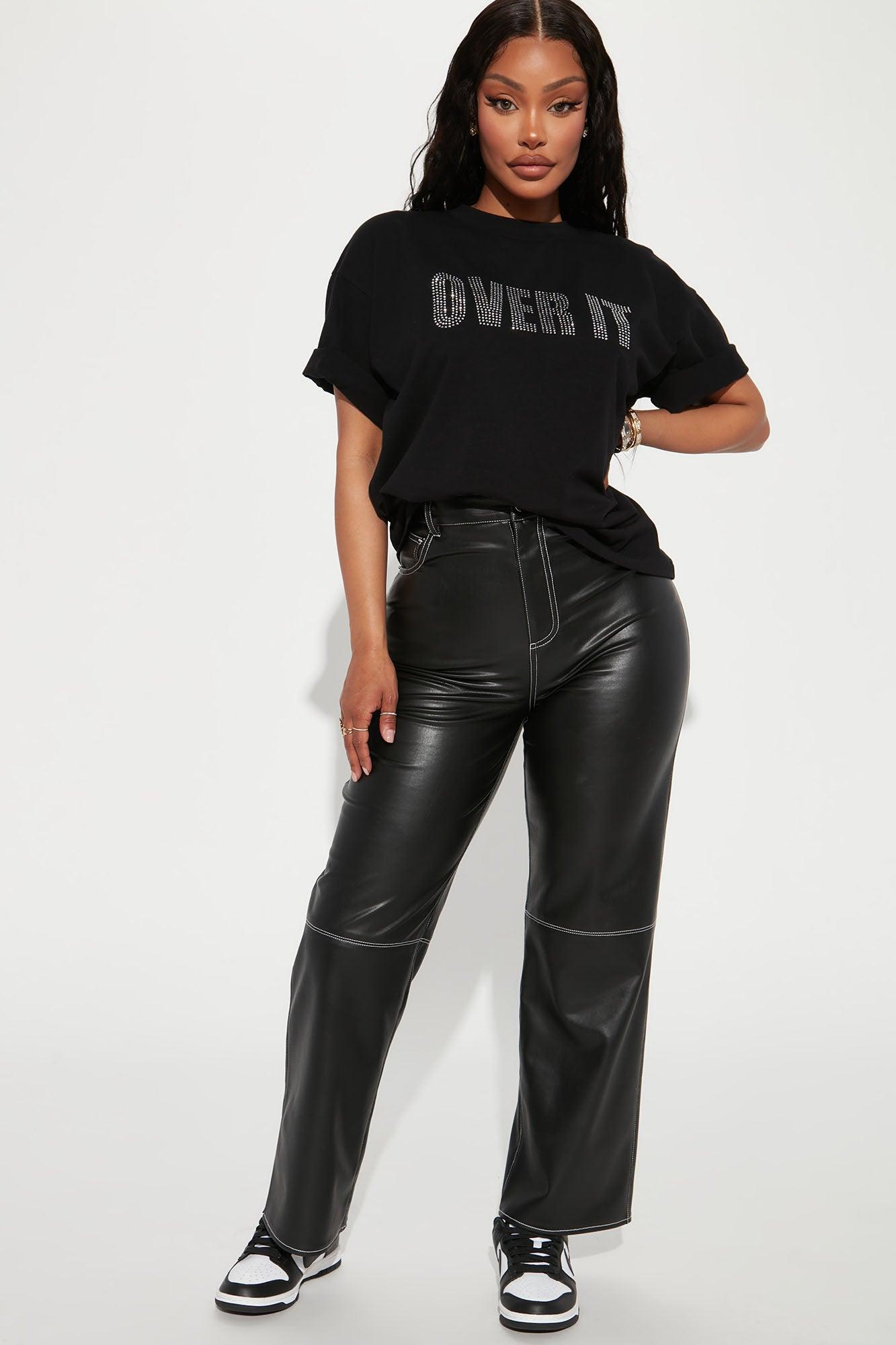 Over It Rhinestone Top - Black Product Image