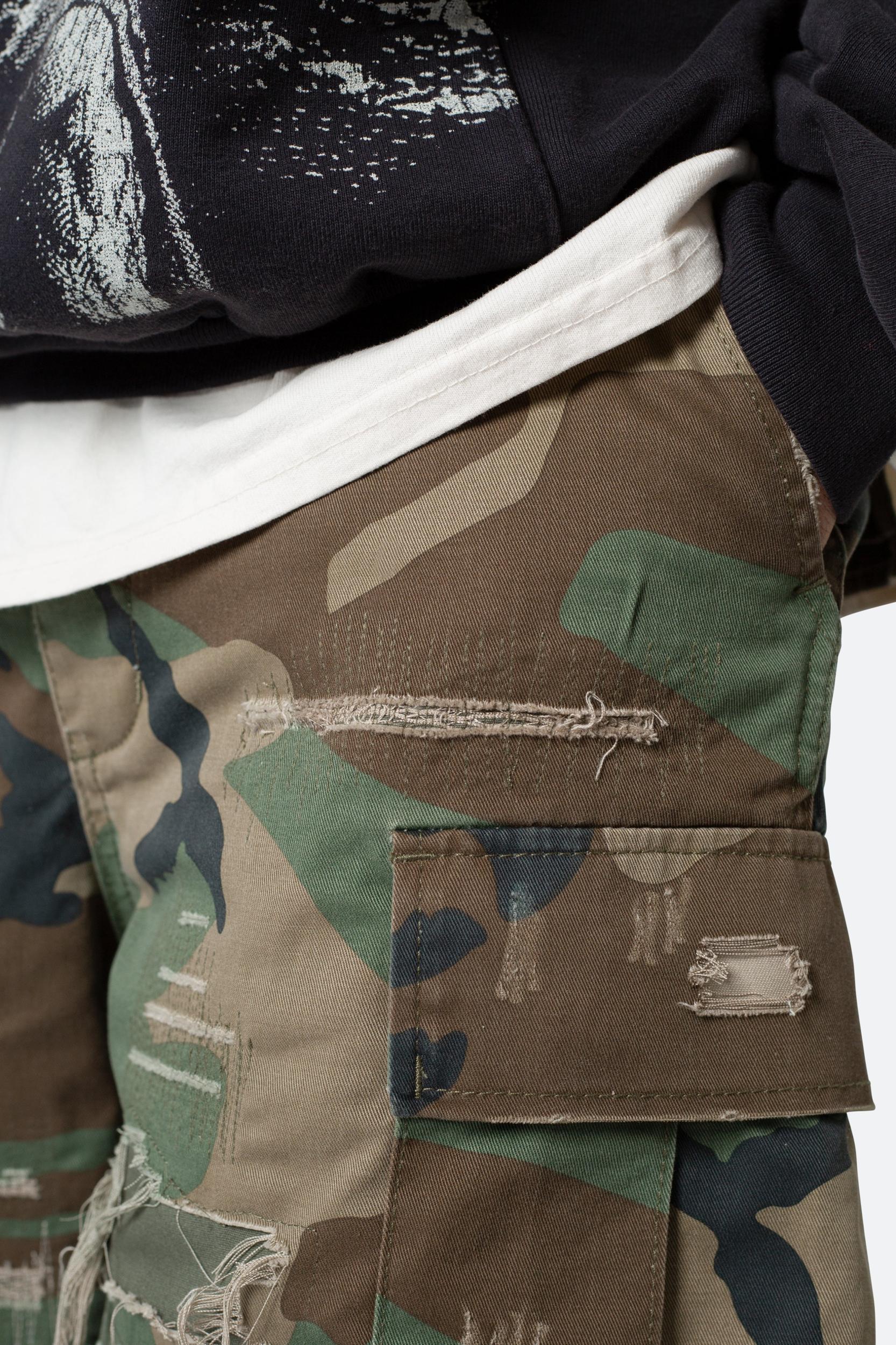 Distressed Cargo Shorts - Camo Product Image